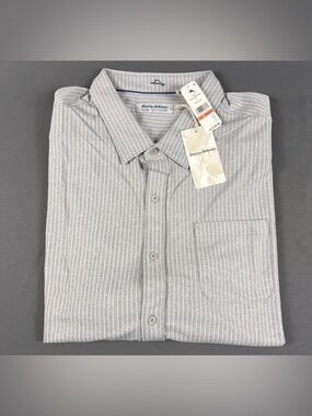 Tommy Bahama Shirt San Lucio Studio Stripe 3XLB Slate Polyester NWT MSRP $148